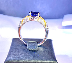 Vintage Sterling Silver Gold Plated Vanna K White & Blue CZ Ring Size 10