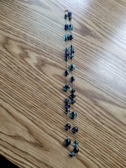 Vintage Varied Blue Glass Bead Strung On A Chain Necklace 28 In Long