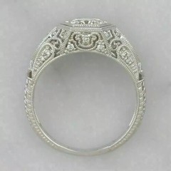 Art Deco Vintage Style Round Lab Created Diamond Engagement Ring 14K Gold Finish