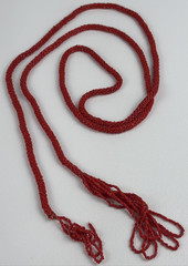 Antique Art Deco Flapper Necklace Seed Beed Tassel 1920’s 54″ Orange/Red Sautoir