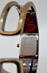 “Vintage” Quartz Spring, Ladies Gold Tone Jeweled Cuff Bracelet Analog Watch.