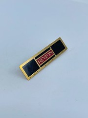 Vintage Revlon Pin Brooch Rectangle Black and Red Enamel Gold Tone