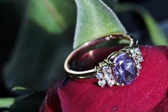 10k yellow gold ring 1.50ct amethyst & Crystal size 6 handmade vintage 2.40gr