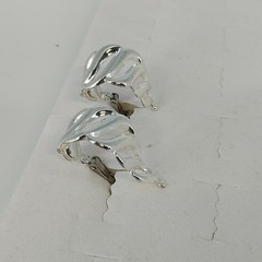 Napier Silver Tone Clip On Screw Back Earrings Swirl Half Hoop Polished Vintage