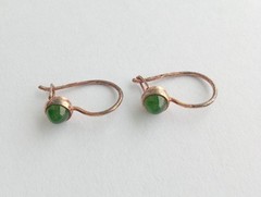 Vintage Earrings Nephrite Stones Gilding Silver 875 star USSR time Women Jewelry