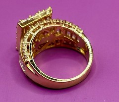 Vintage Costume Jewelry Lot Rings Bracelet Rhinestone Gold Tone Silver Tone 6 Pc