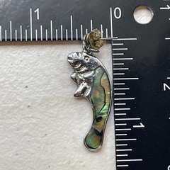 Earrings Animals Manatee Abalone Multicolor Silver Tone Small Metal Jewelry