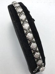 Vintage X O Design Black Onyx & Clear Pave Cubic Zirconia Bracelet sz 7″