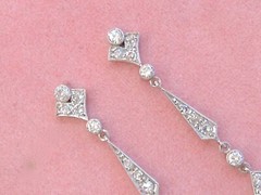 ART DECO 3.1ctw AQUAMARINE PEAR DROPS 1.35ctw DIAMOND PLATINUM COCKTAIL EARRINGS
