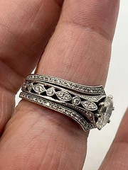 Art Deco Vintage 2Ct Marquise Cut Lab Created Diamond Wedding Ring 14K Gold Over