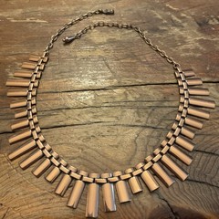 COPPER MATISSE RENOIR FRINGE VINTAGE NECKLACE COSTUME SIGNED