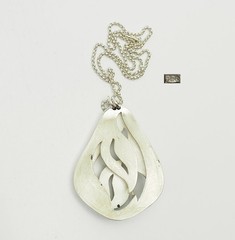 Vintage handmade abstract one of a kind organic shape cut outs pendant necklace