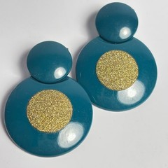 Earring Lot Vintage Blue Sparkly Doorknocker Costume Jewelry Acrylic Resin Party