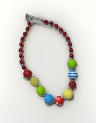 VTG Bubblegum Art Jewelry Lucite Resin Acrylic Faceted Bead Rhinestones Necklace