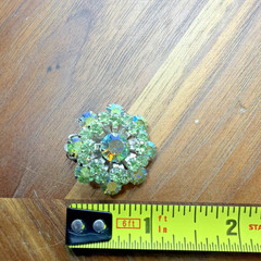 Vintage Weiss Glass Rhinestones Brooch & Earrings Set Silver Toned Clips