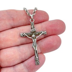 Vintage Sterling Silver 925 Crucifix Pendant Necklace 29″