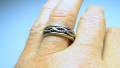 Large Vintage Sterling Spinner Ring Band Size 11.5 w Entwined Rope Design
