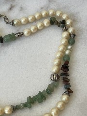 Vintage Pearls Agate, Jade & Carnelian Stone Bead Long Necklace 1960’s