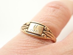 Vintage 10k Gold Filled Signet Initial Letter “M” Pinky Band Ring Sz 6