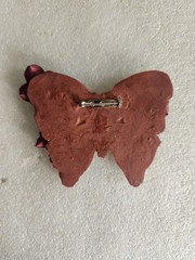 Vintage Decorative Butterfly Brooch • Copper & Maroon Color with Faux Gemstones
