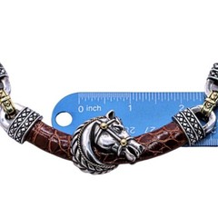 Nancy and David, 18K Gold, Silver and Embossed Leather Equestrian Choker