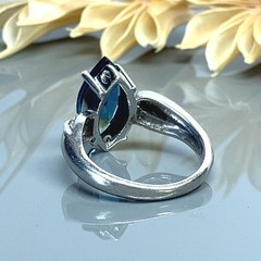 Marquise London Blue Topaz Sterling Silver Gemstone Ring- Size 6