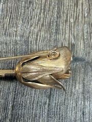 Vintage Giovanni Flower Brooch Pin Long Stem Rose Bud Bloom Gold Tone Romantic