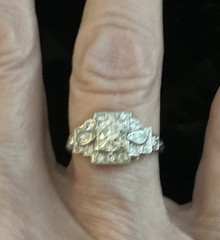 VINTAGE PLATINUM RING OLD EUROPEAN CUT CENTER STONE .85 CT