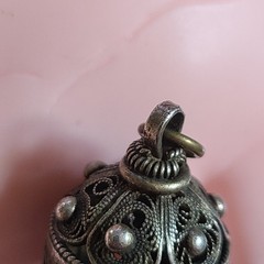 Vintage Ethnic Silver Filigree Orb Pendant Locket 1.5” Ornate Prayer Box Amulet