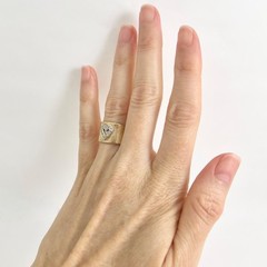 Vintage 1950’s Wide Pave Diamond Heart Ring 14K Yellow Gold, 7.64 Grams