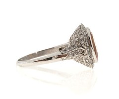 Estate Rare Orange 4.00ct Oval Orange Sapphire Diamond Filigree Platinum Ring
