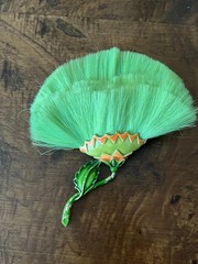Vintage Hattie Carnegie Flower Brooch Lime Green Dynel Fiber Large Unique 60s