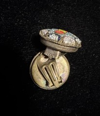 Vintage Italian Micro Mosiac Button Style Clip On Earrings