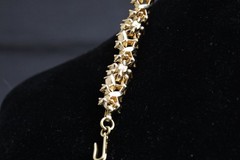 Trifari Rhinestone Amber AB Gold Tone Mid Century Necklace/Clip Earring Set *WOW