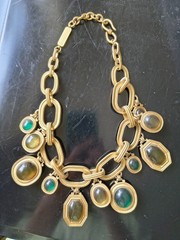 VINTAGE SIGNED NUMBERED YVES ST. LAURENT GRIPOIX GOLD TONE NECKLACE GOOSSENS