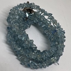 Vintage 2 Strand Blue Gemstone 19”-20” Necklace with 925 Silver Clasp