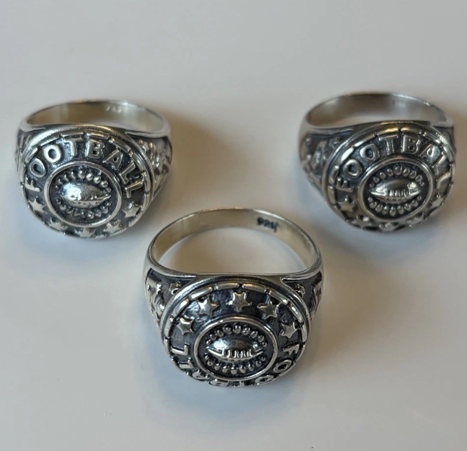 VTG 925 Sterling Silver Football Championship Sports Ring Choose Sz: 10, 11, 13