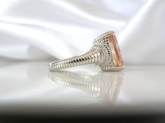 Vintage Sterling Silver 925 Large Champagne Gemstone Cable Ring Size 7