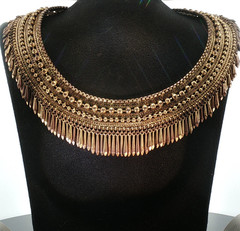 Rare Vintage Stella & Dot Egyptian Revival Necklace • Gold‑Tone Statement Bib
