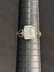 Vintage Ring Size 8.5 Silver 925 Emerald French Cut CZ