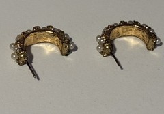 Lot of 3 pair Gold Tone Pearl Earrings Costume Jewelry Pierced Post Hoops