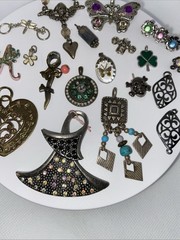 Lot of 20+ Vintage Charms – Butterfly, Clover, Dress, Heart, Lizard, Gem Mix