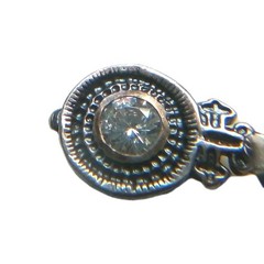 Vintage C&H 925 Sterling Silver Filigree Bezel CZ Pendant 2.5 Grams Pre-owned