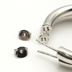 Vintage Sterling Silver 5mm 1.25” Classic Hoop Earrings Marked 925 8.8g #20