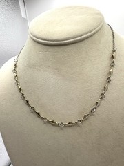 Dainty Tiny Rhombus Shaped Links Chain Choker Necklace 17 Inches Gold Tone Metal