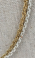 Vintage Gold And White Double Chain Necklace 30.5 In Spring Ring Clasp