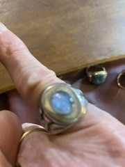 sterling silver ring Opal Thunderbird Sz7.75wght9.6grams