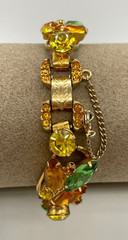 VTG Juliana D&E Fall Autumn color Rhinestone 5 link bracelet safety chain 7″