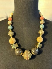 VTG Beaded Necklace Chunky Various Colors and Materials 24”. FREE SHIPPING