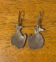 Vintage Taxco Mexico Sterling Silver Inlay Fish Earrings 925 TC-259 Dangle